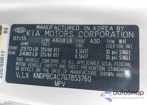 2016 Kia Sportage Lx from USA, damaged, VIN KNDPBCAC7G7853760